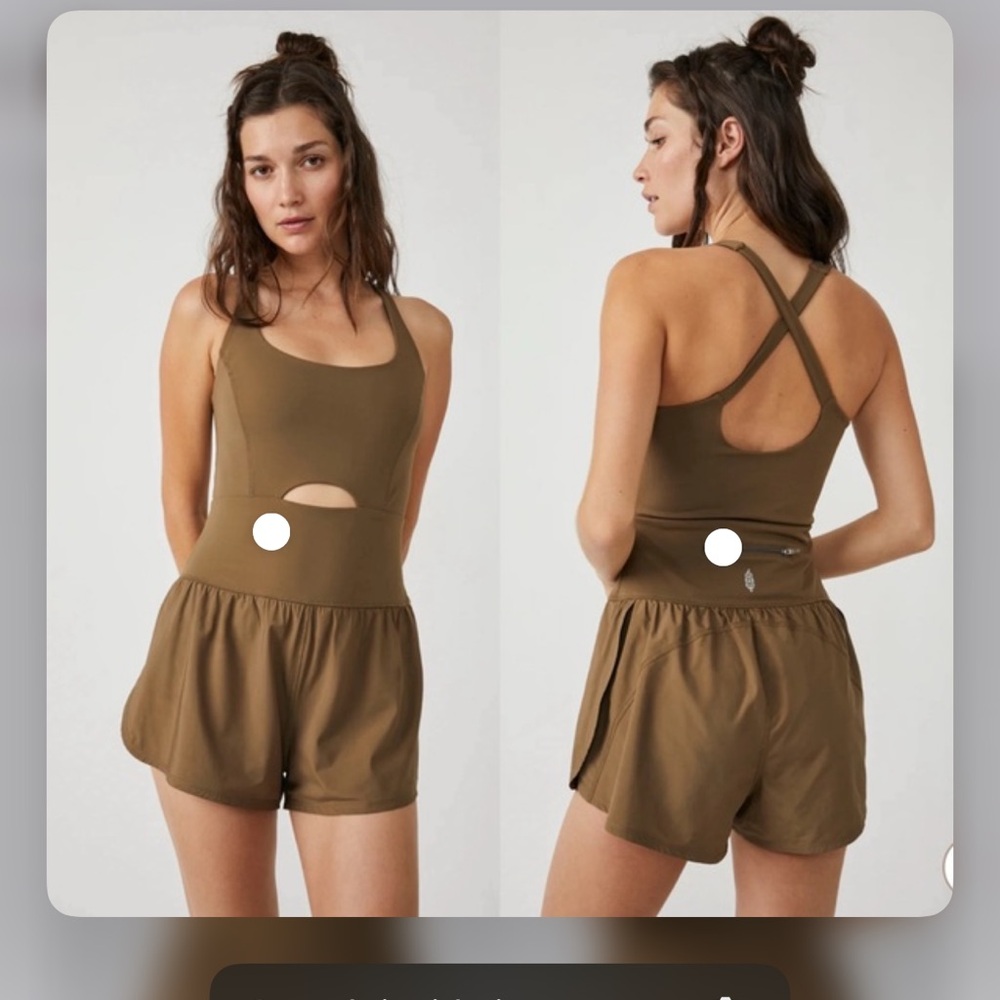 Free People Righteous Runsie Romper Tea Leaves Medium One Piece Workout